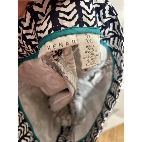 Kenar Shorts Women Size 2 Blue Geometric Pattern Chino Casual Flat Front - Picture 5 of 5